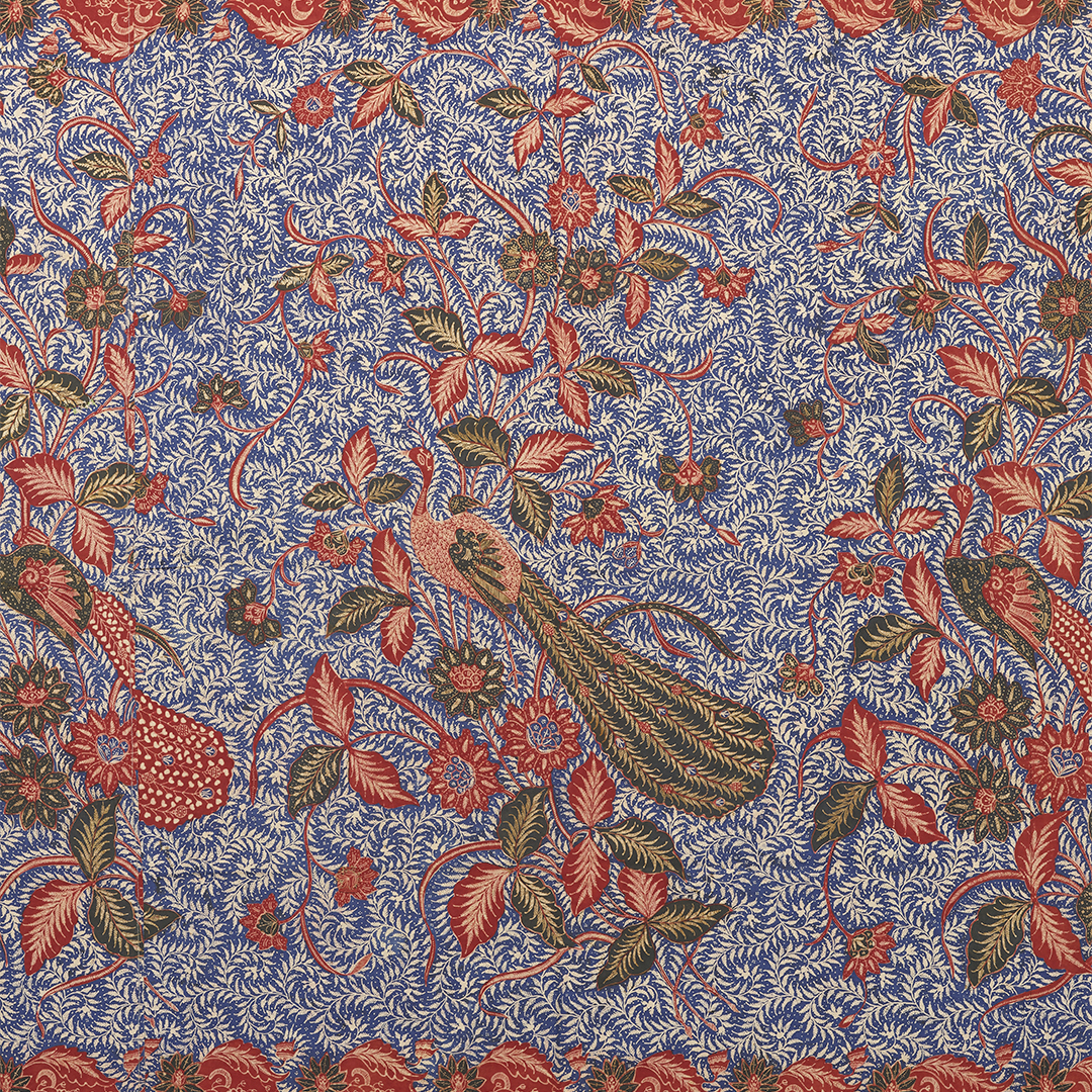 《孔雀花唐草文様更紗腰布》